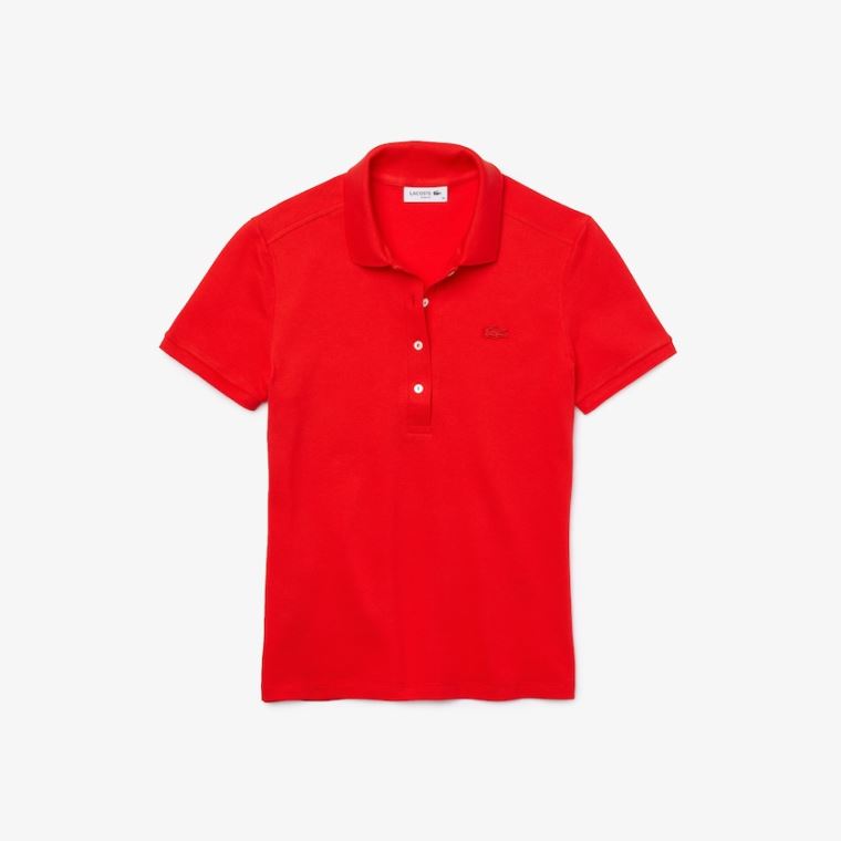 Lacoste Stretch Bomulds Piqué Polo Shirt Rød | hzmO4w8z