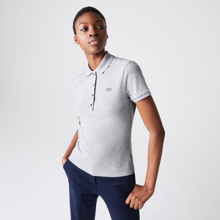 Lacoste Stretch Bomulds Piqué Polo Shirt Grå | uDriKB7C