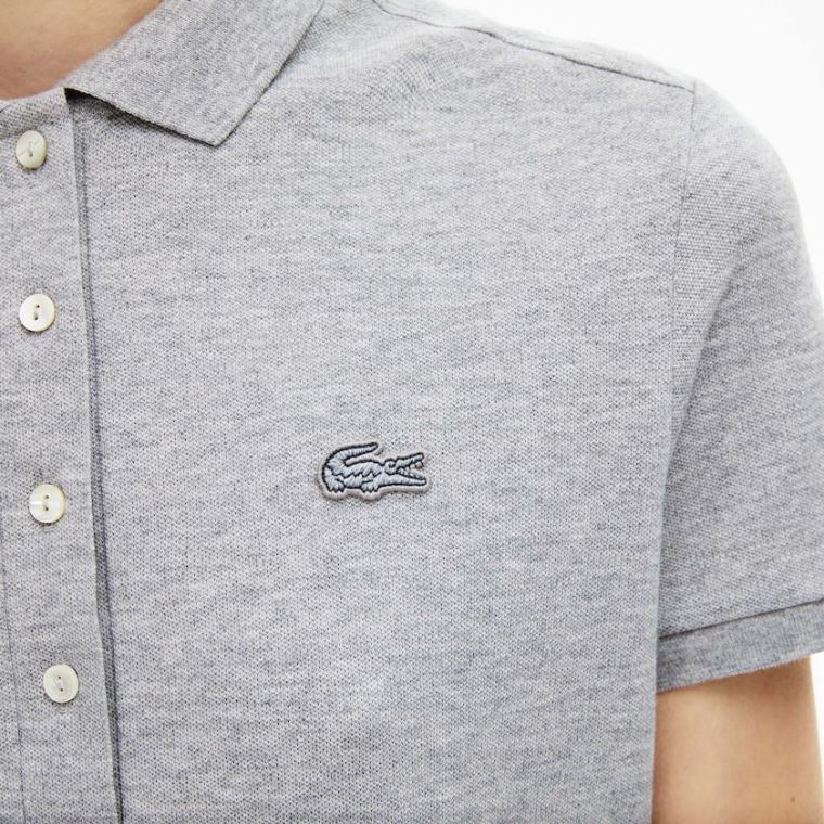 Lacoste Stretch Bomulds Piqué Polo Shirt Grå | uDriKB7C