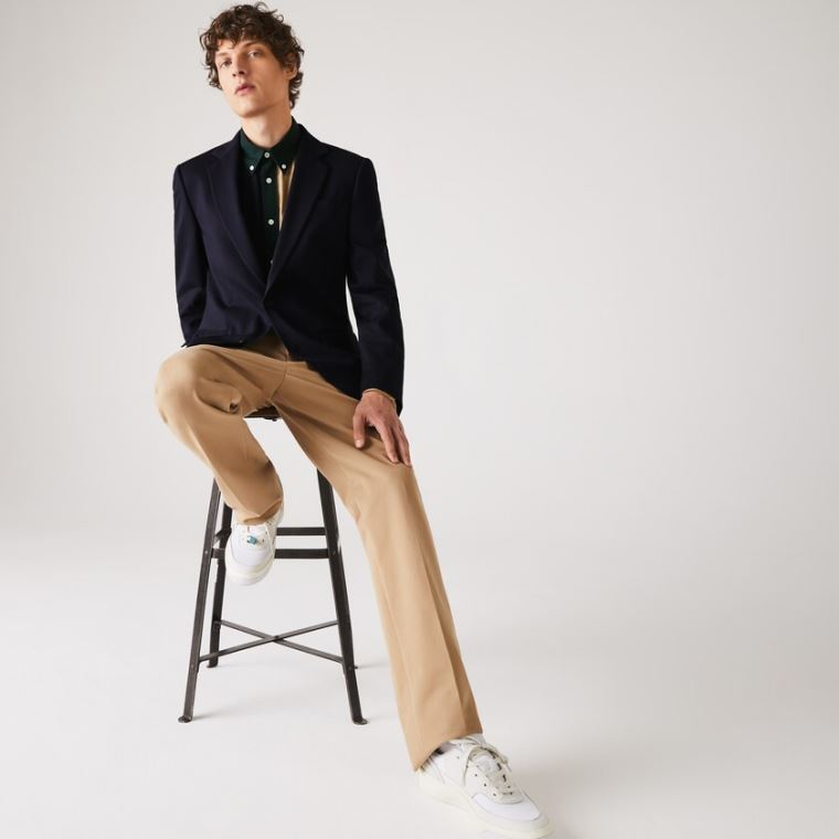 Lacoste Stretch Buttoned Straight Fit Blazer Mørkeblå Blå | TVOyCcXY