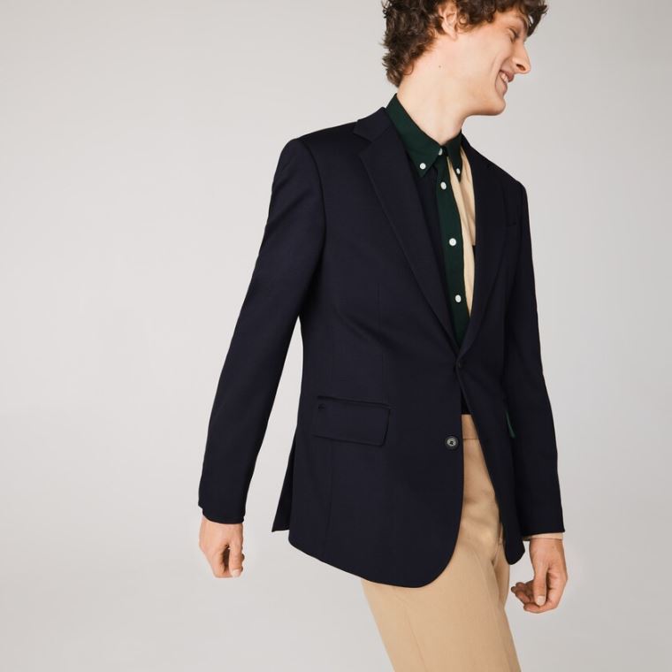 Lacoste Stretch Buttoned Straight Fit Blazer Mørkeblå Blå | TVOyCcXY