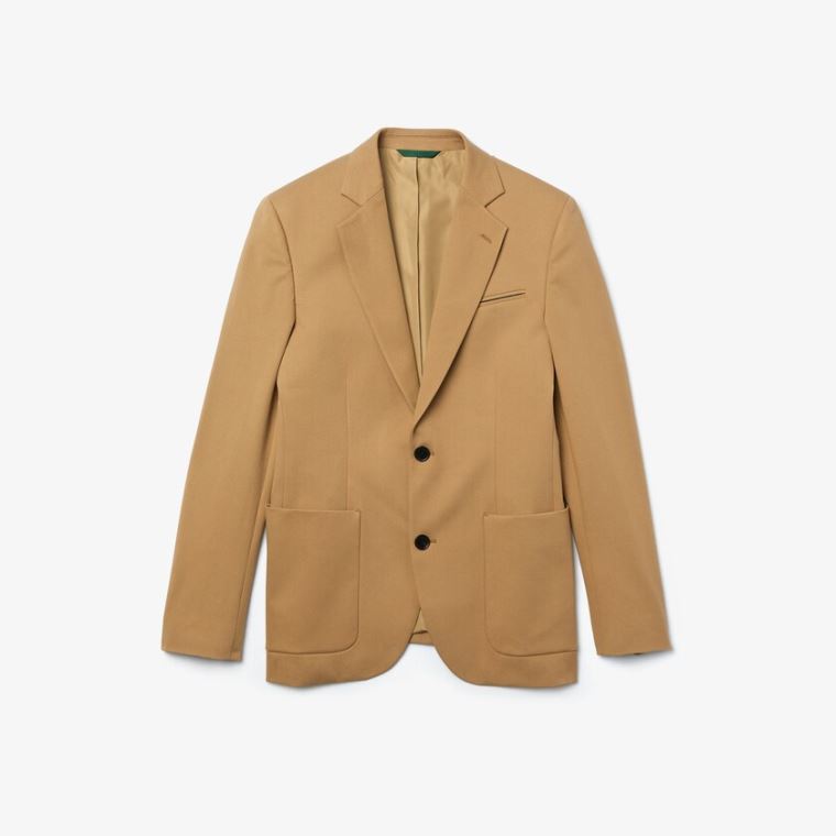 Lacoste Stretch Buttoned Straight Fit Bomulds Blazer Beige | JBS9Ei9M