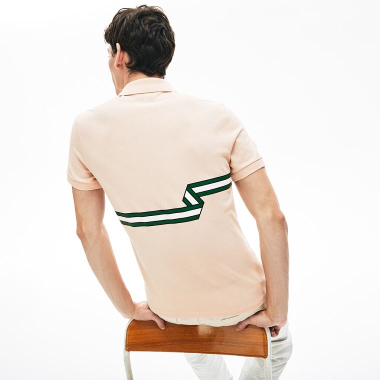 Lacoste Stripe Print Polo Shirt Lyselyserød | R3c3z0OQ