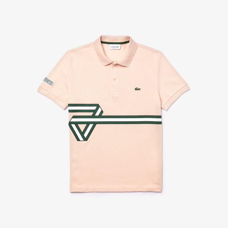 Lacoste Stripe Print Polo Shirt Lyselyserød | R3c3z0OQ