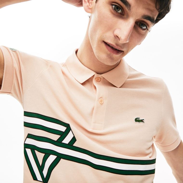 Lacoste Stripe Print Polo Shirt Lyselyserød | R3c3z0OQ