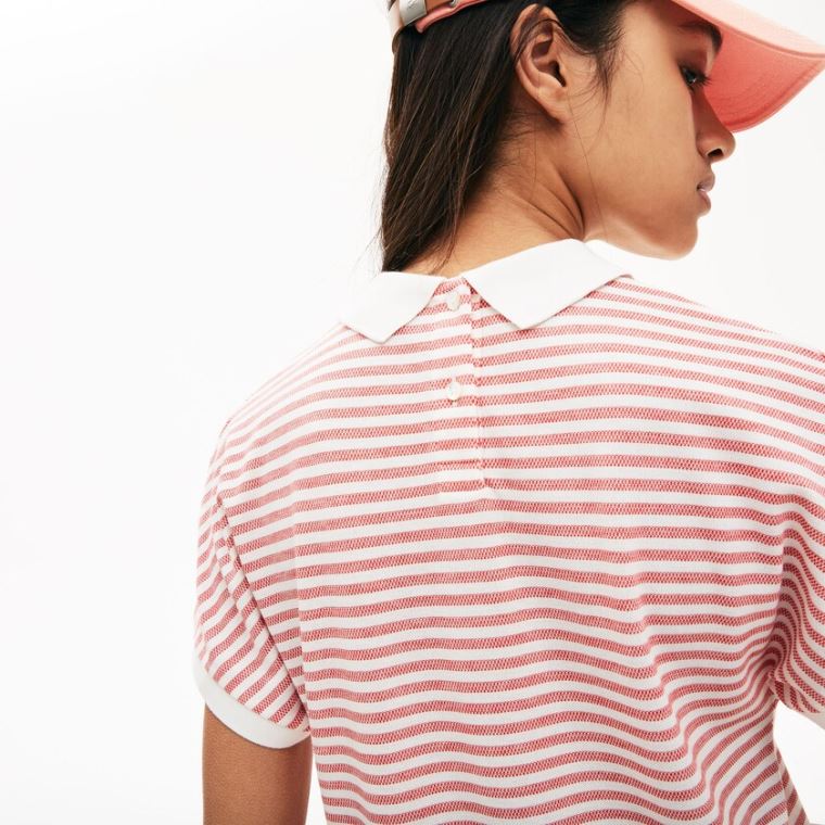 Lacoste Striped Polo Rød Hvide | MapuQM2a