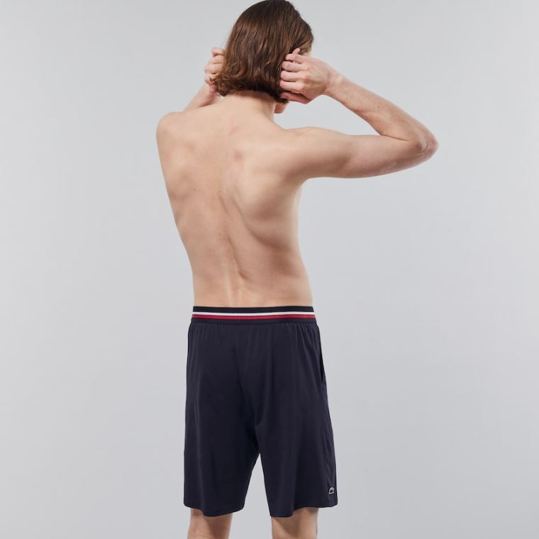 Lacoste Striped-Talje Long Boxer Briefs Mørkeblå Blå | KUfYryAO