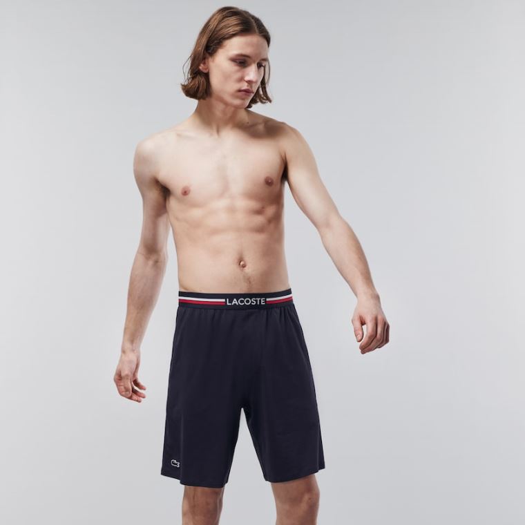 Lacoste Striped-Talje Long Boxer Briefs Mørkeblå Blå | KUfYryAO