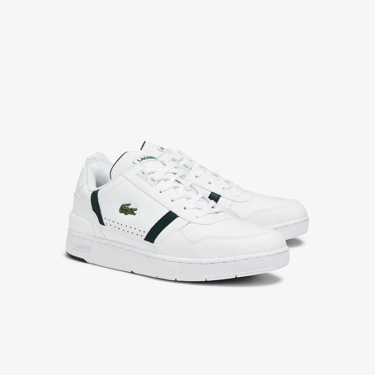 Lacoste T-Clip Læder Sneakers Hvide | QX6SO7M1