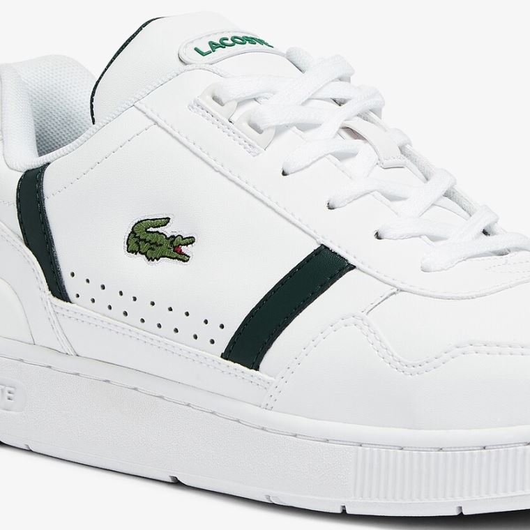 Lacoste T-Clip Læder Sneakers Hvide | QX6SO7M1