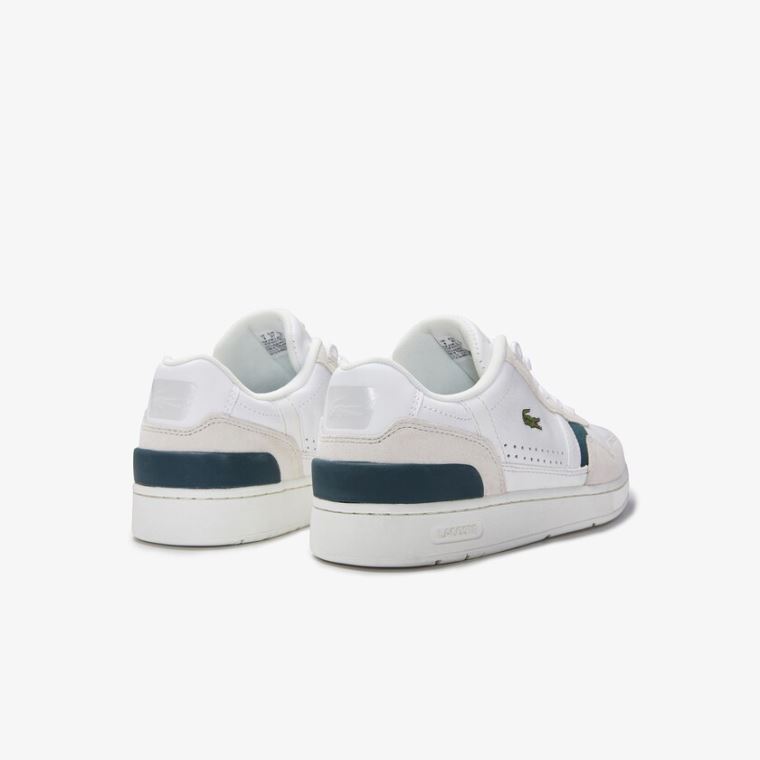 Lacoste T-Clip Læder and Ruskind Sneakers Hvide | UGZncwD3