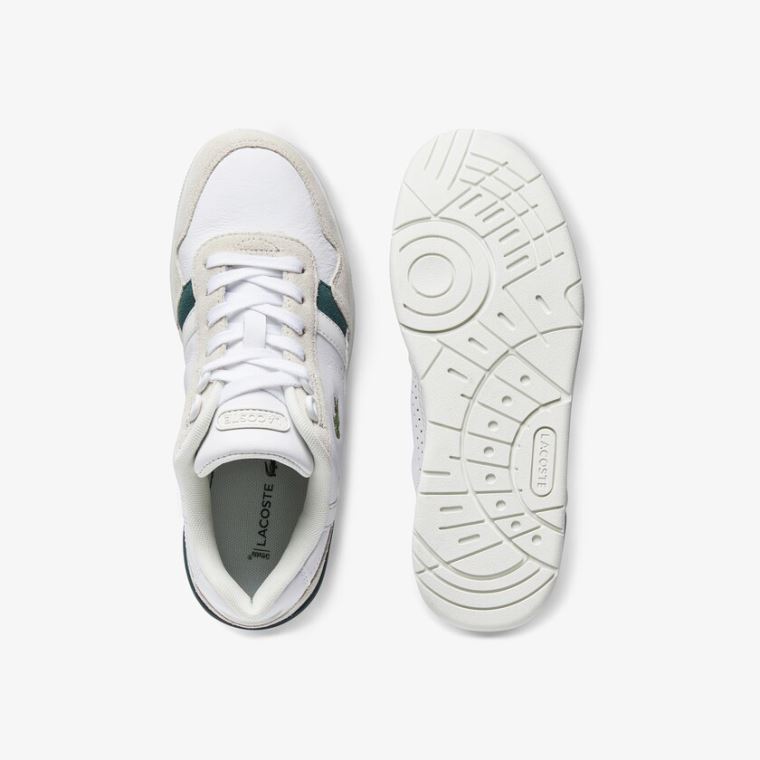 Lacoste T-Clip Læder and Ruskind Sneakers Hvide | UGZncwD3