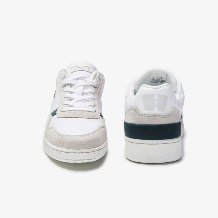 Lacoste T-Clip Læder and Ruskind Sneakers Hvide | UGZncwD3