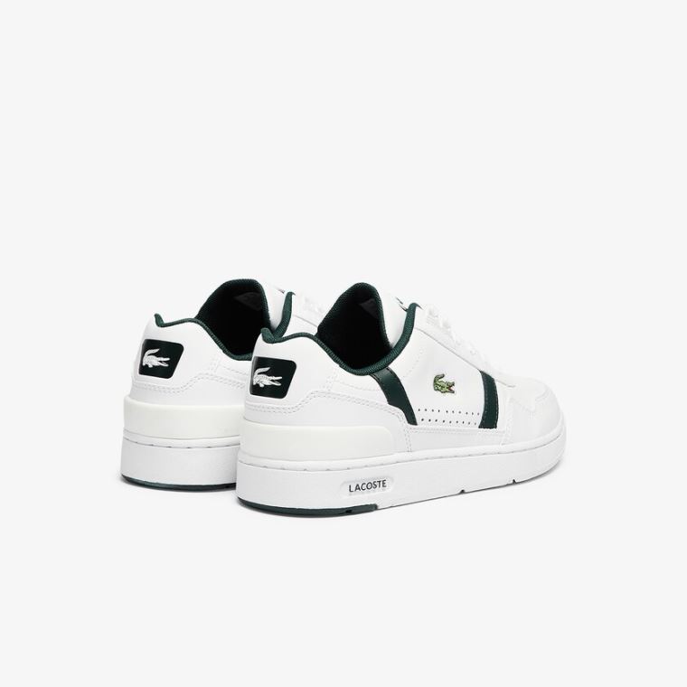 Lacoste T-Clip Læder and Syntetisk Perforated Sneakers Hvide | SXqqlDnr