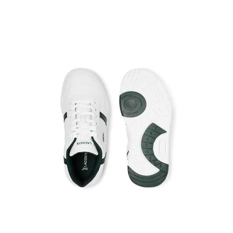 Lacoste T-Clip Læder and Syntetisk Perforated Sneakers Hvide | SXqqlDnr