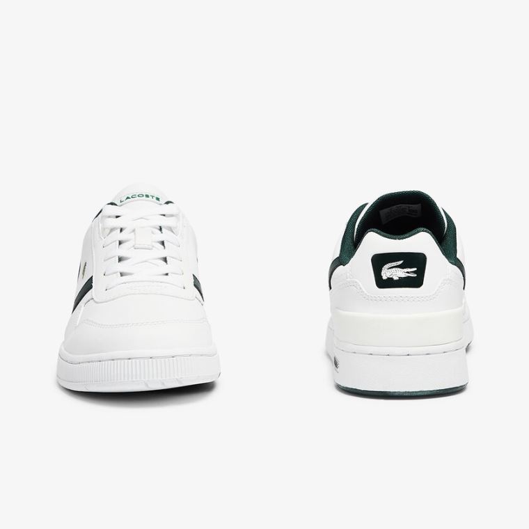 Lacoste T-Clip Læder and Syntetisk Perforated Sneakers Hvide | SXqqlDnr