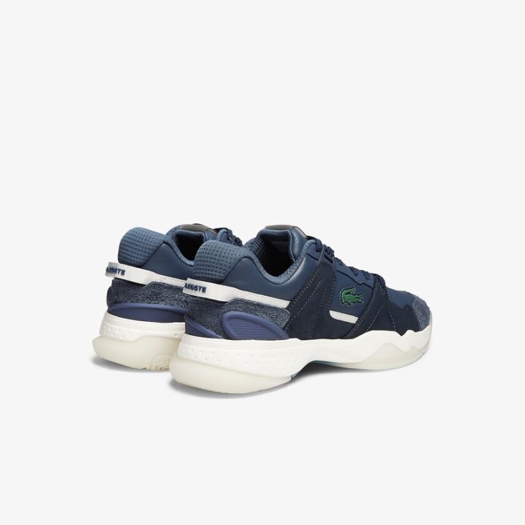 Lacoste T-Point Læder and Ruskind Sneakers Mørkeblå | cHnOzBsD