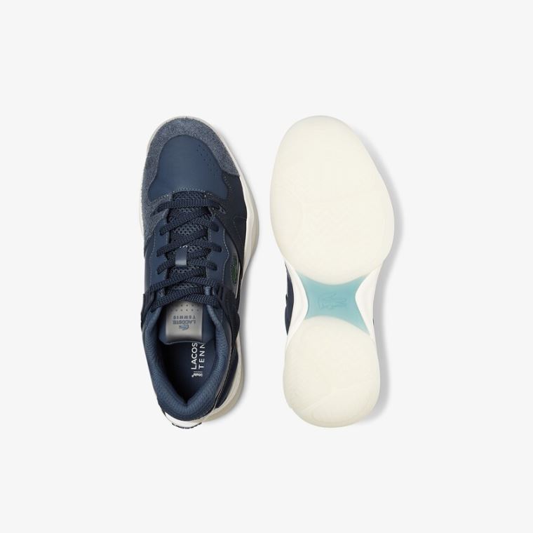 Lacoste T-Point Læder and Ruskind Sneakers Mørkeblå | cHnOzBsD