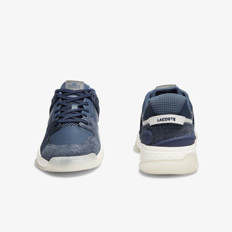 Lacoste T-Point Læder and Ruskind Sneakers Mørkeblå | cHnOzBsD