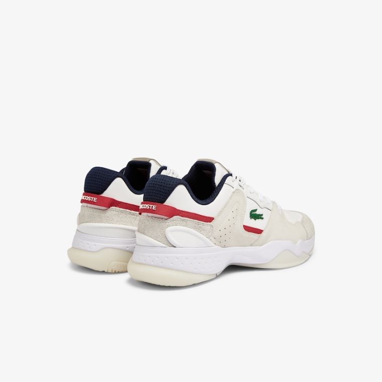 Lacoste T-Point Læder and Ruskind Sneakers Hvide Beige | mbGDsVWU