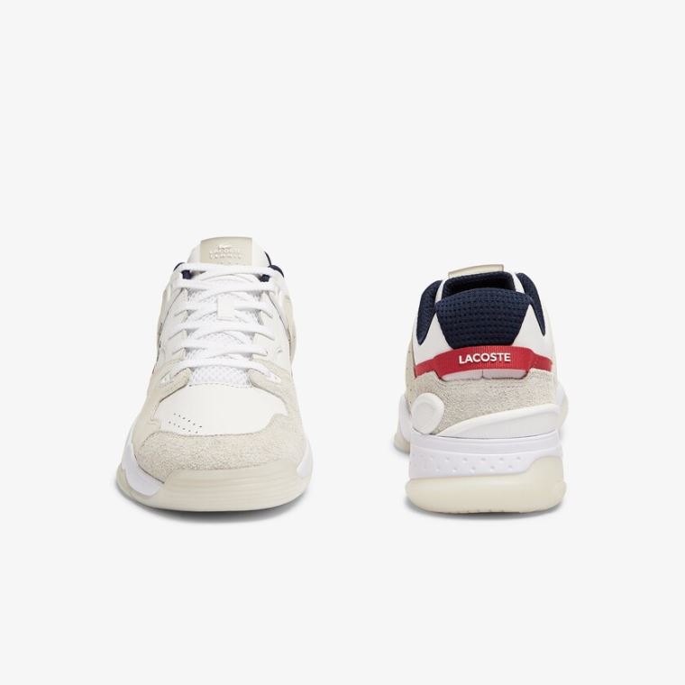 Lacoste T-Point Læder and Ruskind Sneakers Hvide Beige | mbGDsVWU