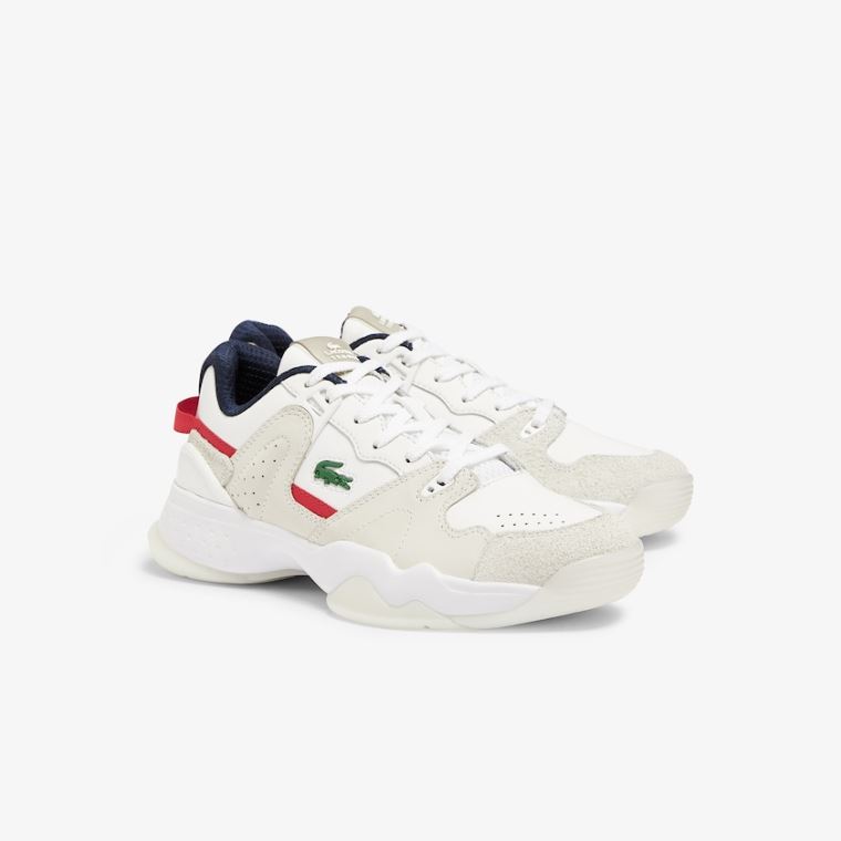 Lacoste T-Point Nubuck Læder Sneakers Hvide Beige | u2mjUkdO