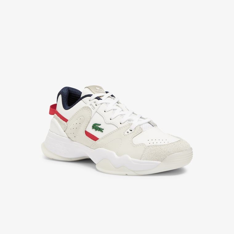 Lacoste T-Point Nubuck Læder Sneakers Hvide Beige | u2mjUkdO