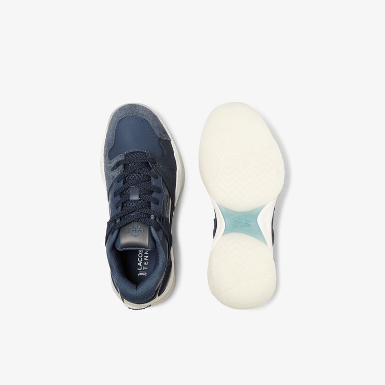 Lacoste T-Point Nubuck Læder Sneakers Mørkeblå | DSsN3sId