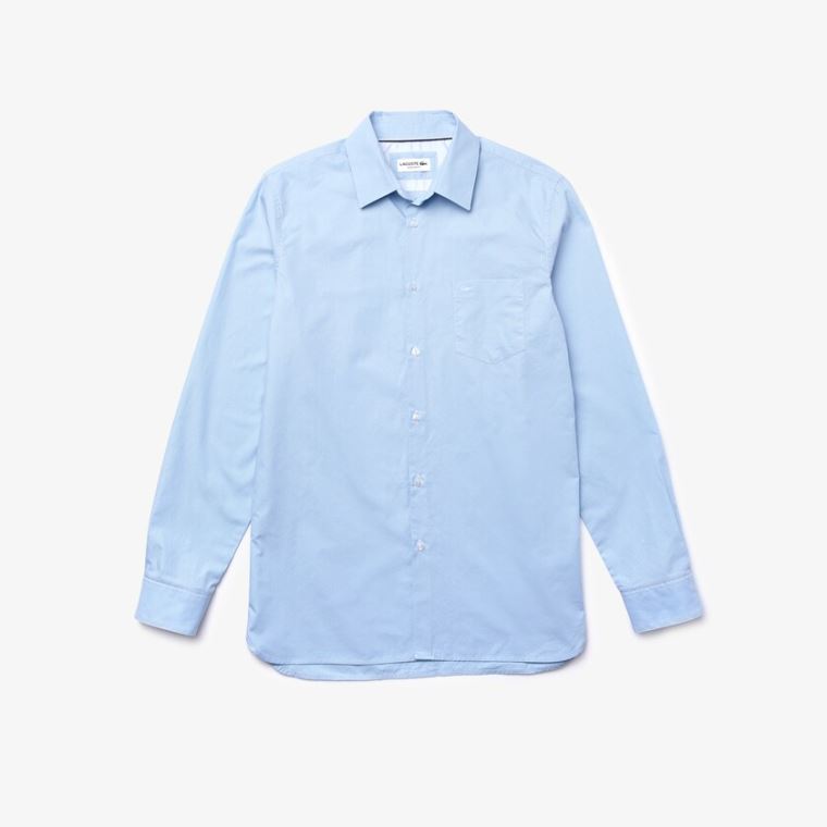 Lacoste Textured Bomulds Shirt Lyseblå Hvide | HPgNlZHc