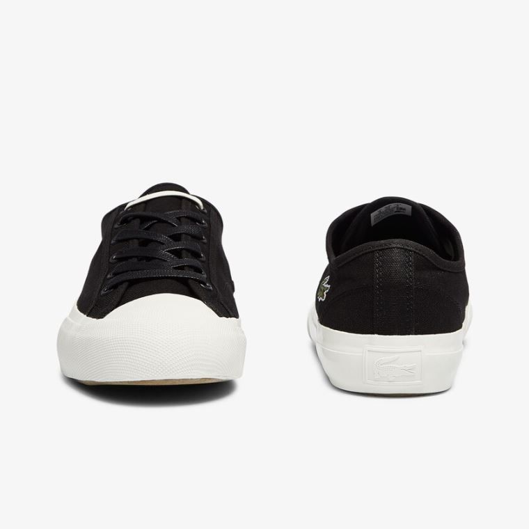 Lacoste Topskill Bomulds Canvas Sneakers Sort Grå | kbcsYmFk