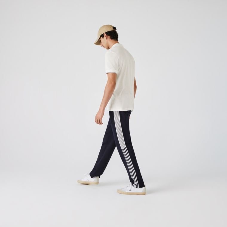 Lacoste Tunisian Collar Linen And Bomulds Regular Fit Polo Shirt Hvide Sort | tSSa17Vn