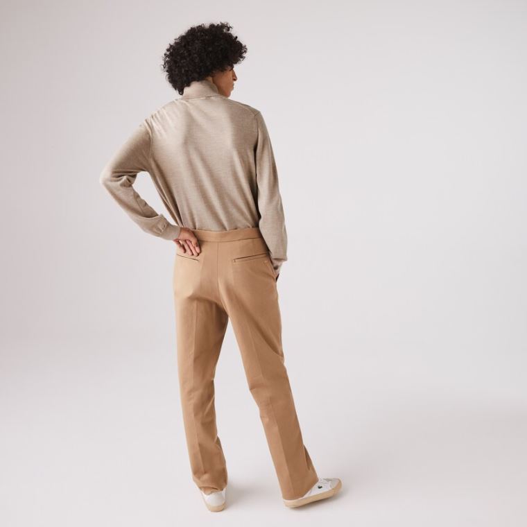 Lacoste Turtleneck Merino Wool Sweater Beige | HZe9ab6L