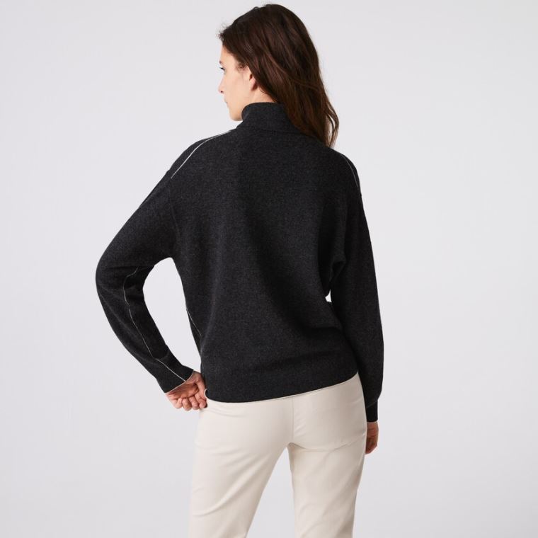 Lacoste Turtleneck Wool Sweater Grå | h3AnUIUj