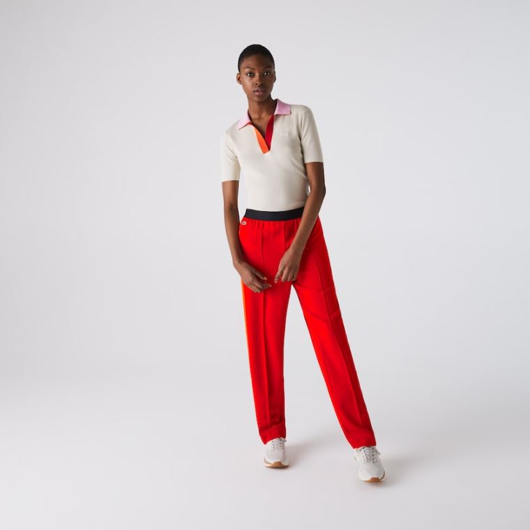 Lacoste Twill Flared Pants Rød | 1fpoA7kO