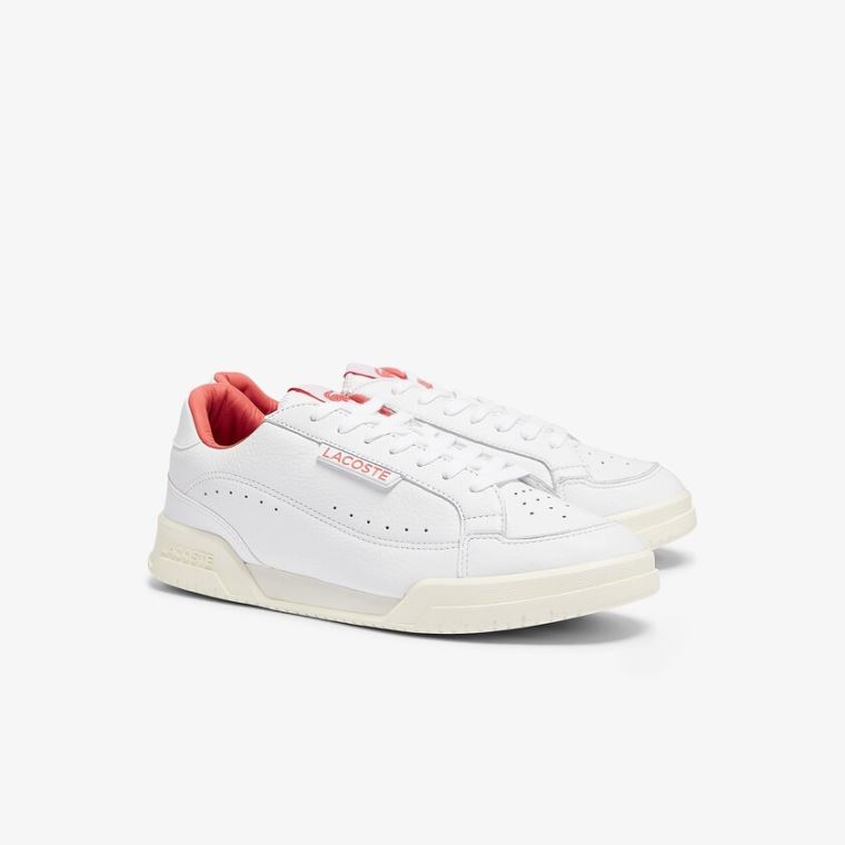 Lacoste Twin Serve Luxe Læder Sneakers Hvide Beige | cEMpzrHQ