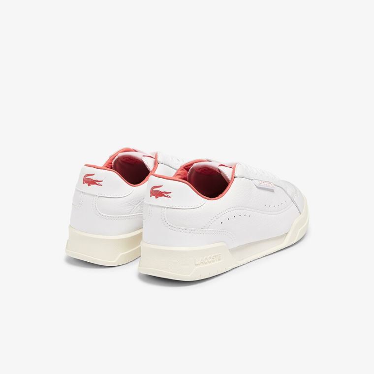 Lacoste Twin Serve Luxe Læder Sneakers Hvide Beige | cEMpzrHQ