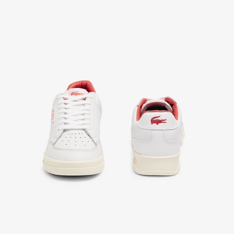 Lacoste Twin Serve Luxe Læder Sneakers Hvide Beige | cEMpzrHQ