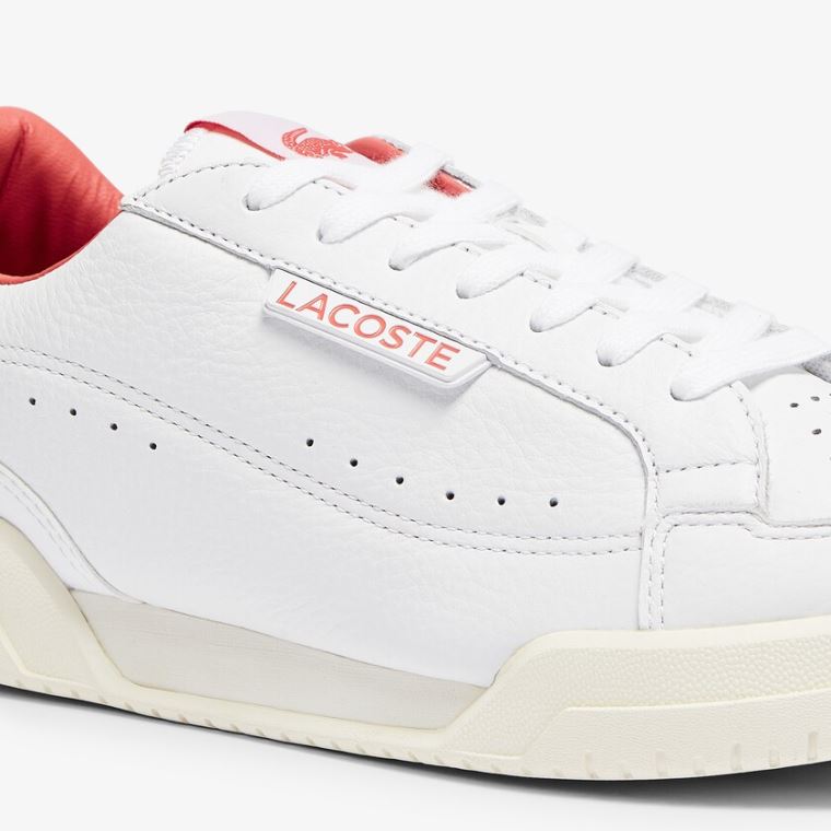 Lacoste Twin Serve Luxe Læder Sneakers Hvide Beige | cEMpzrHQ