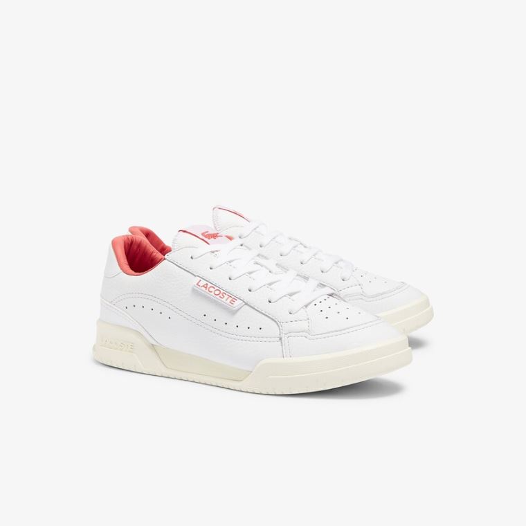 Lacoste Twin Serve Luxe Læder and Syntetisk Sneakers Hvide Beige | NESZam0r