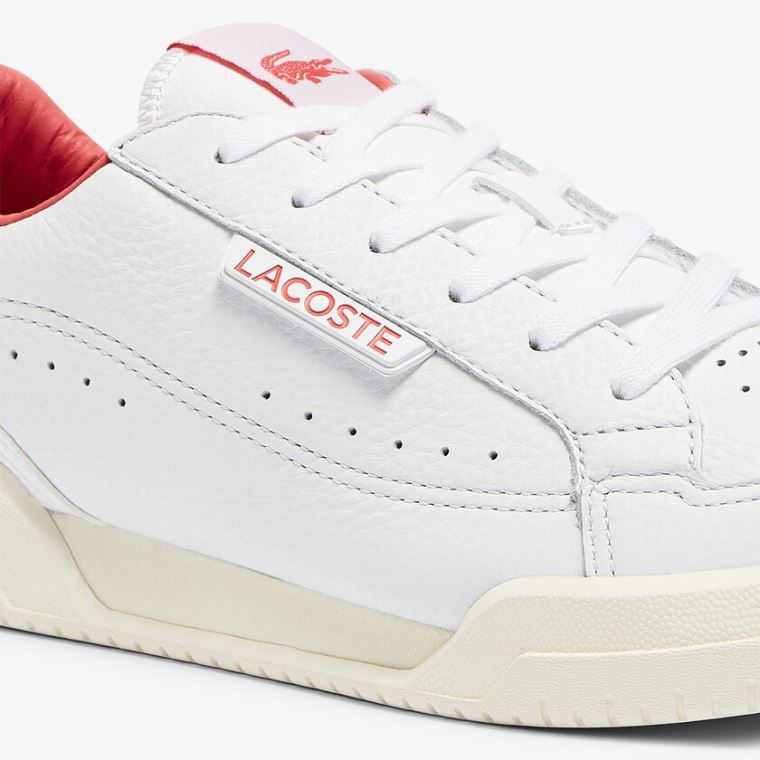 Lacoste Twin Serve Luxe Læder and Syntetisk Sneakers Hvide Beige | NESZam0r