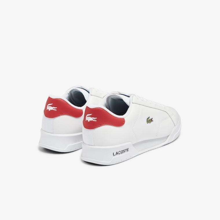 Lacoste Twin Serve Læder Colour-Pop Sneakers Hvide Beige | kT0ww7Fa