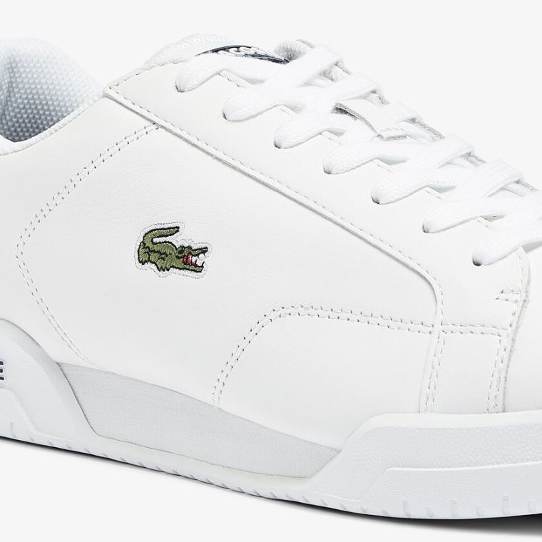 Lacoste Twin Serve Læder Colour-Pop Sneakers Hvide Beige | kT0ww7Fa