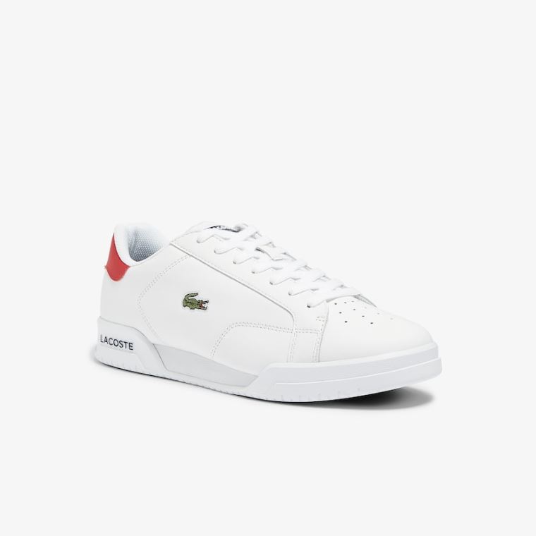 Lacoste Twin Serve Læder Colour-Pop Sneakers Hvide Beige | kT0ww7Fa