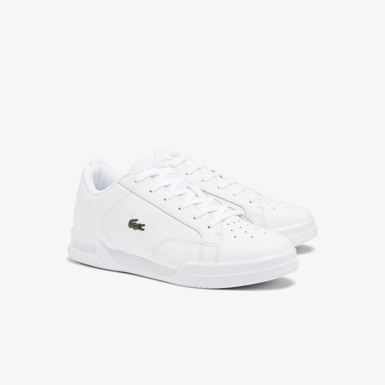 Lacoste Twin Serve Læder Cupsole Sneakers Hvide | s7468ard