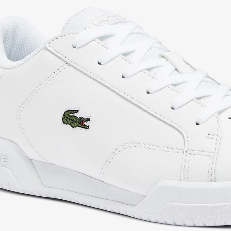 Lacoste Twin Serve Læder Cupsole Sneakers Hvide | s7468ard