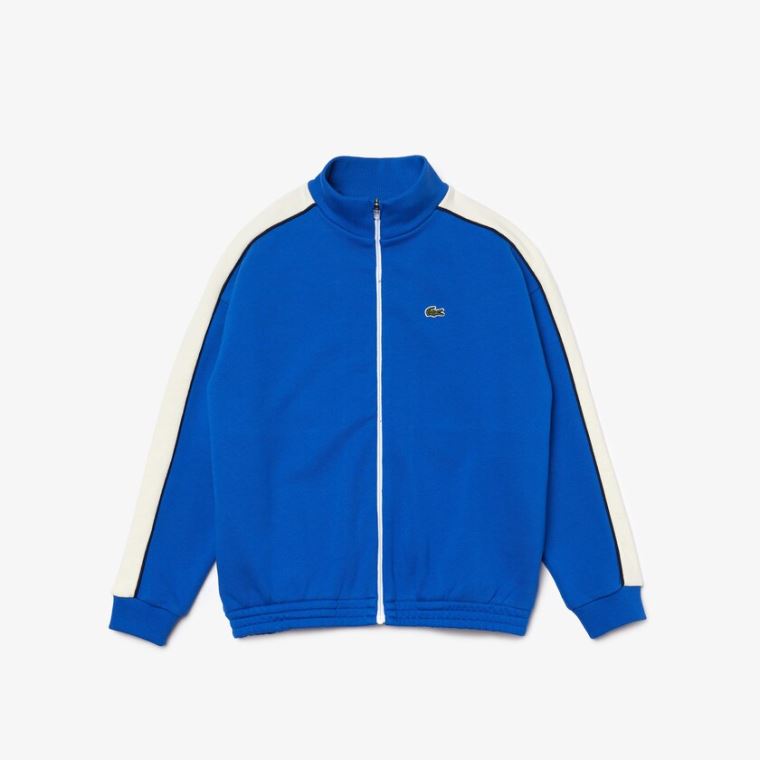 Lacoste Two-Tone Bomulds Fleece Zip Sweatshirt Blå Hvide Mørkeblå Blå | 6qNSnSCC