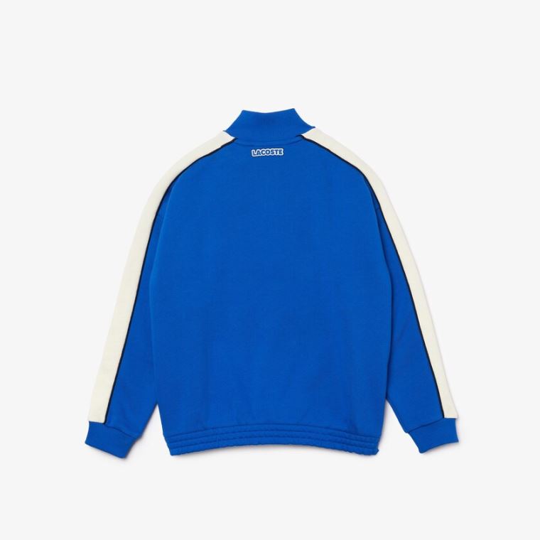 Lacoste Two-Tone Bomulds Fleece Zip Sweatshirt Blå Hvide Mørkeblå Blå | 6qNSnSCC