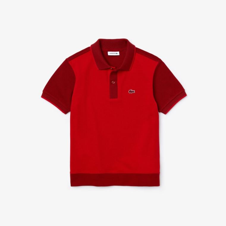 Lacoste Two-Tone Bomulds Piqué Polo Rød Mørkerød | EhYpMrAN