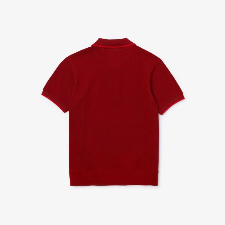 Lacoste Two-Tone Bomulds Piqué Polo Rød Mørkerød | EhYpMrAN