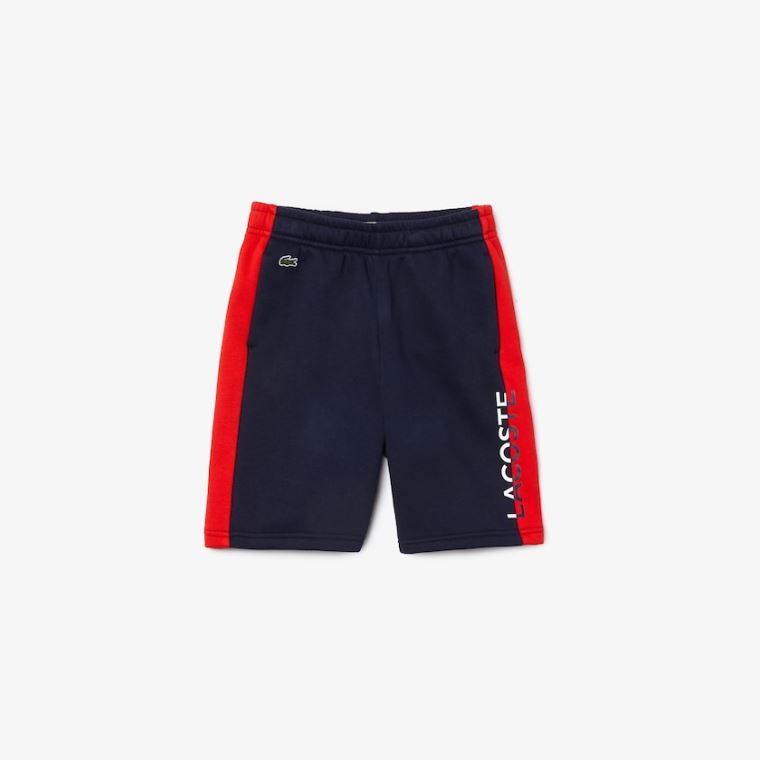 Lacoste Two-Tone Fleece Shorts Mørkeblå Blå Rød | 58tXr3Vf